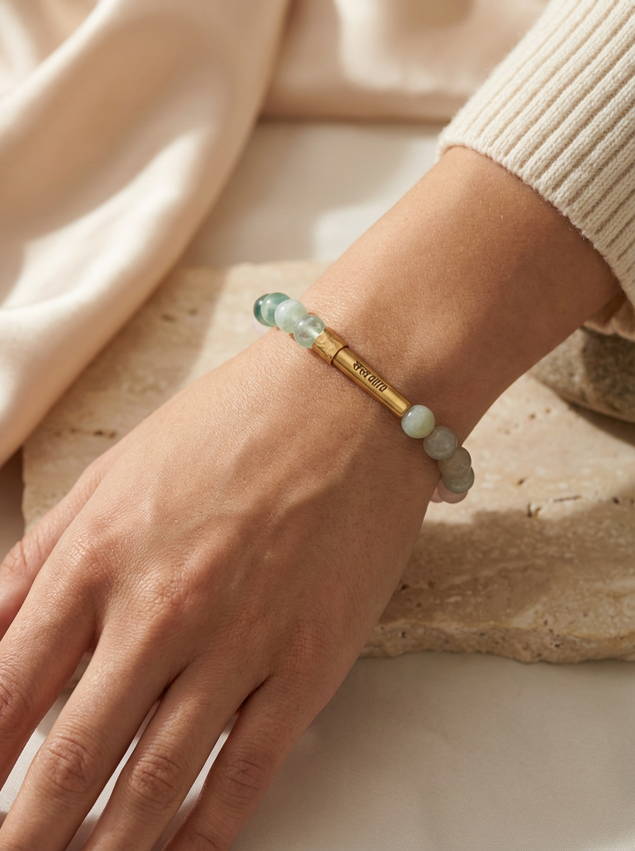 Heart Chakra Crystal Bracelet with Manifestation Lock