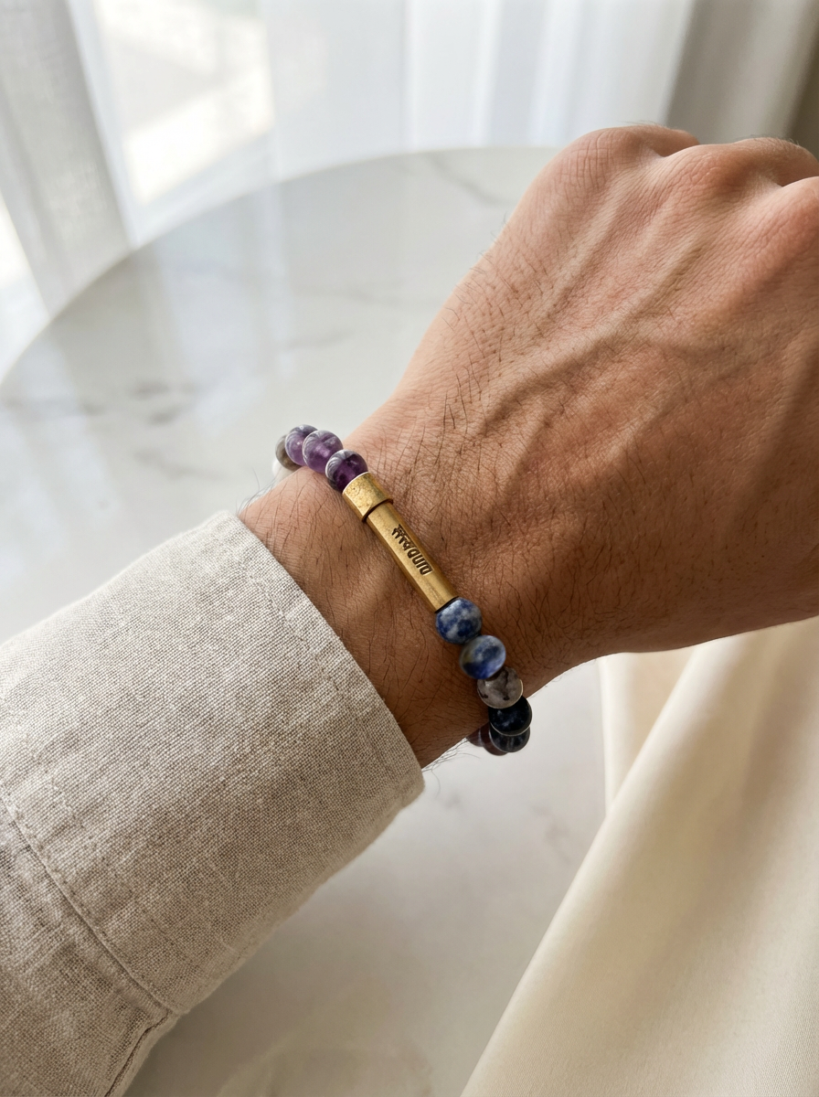 Third Eye Chakra Crystal Bracelet with Manifestation Lock