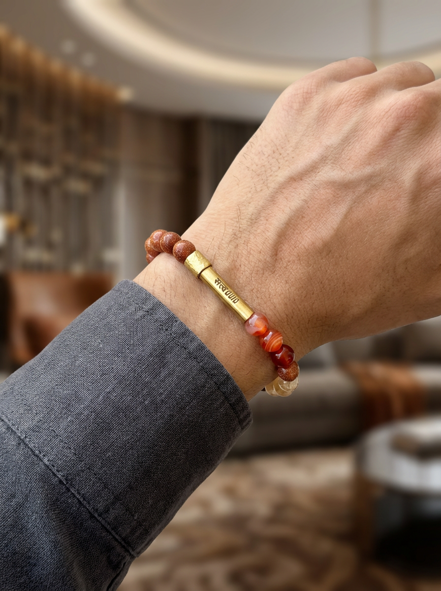 Sacral Chakra Crystal Bracelet with Manifestation Lock