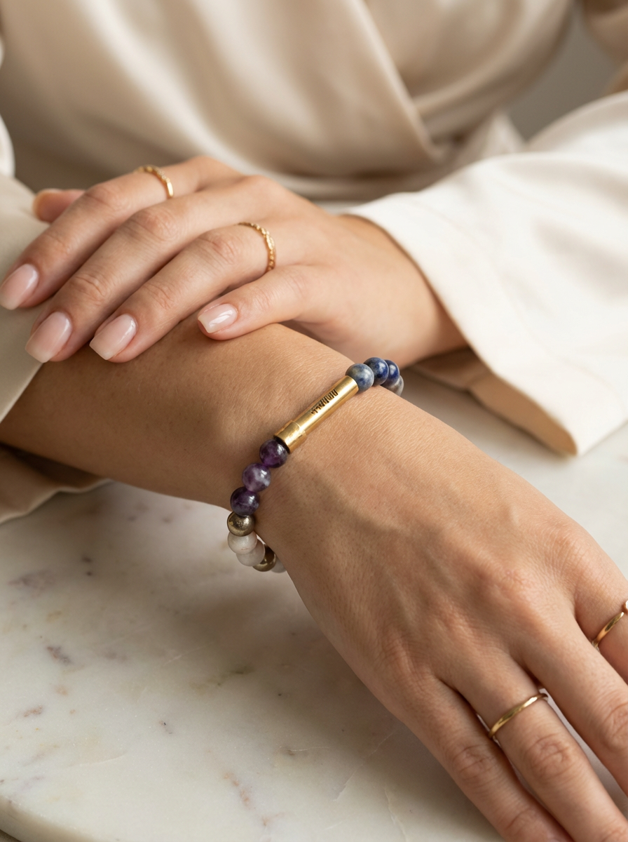 Third Eye Chakra Crystal Bracelet with Manifestation Lock