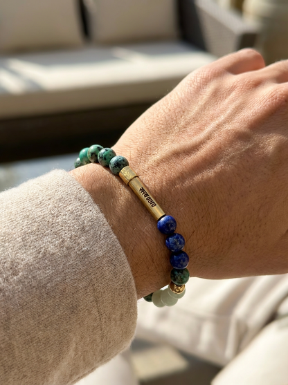 Throat Chakra Crystal Bracelet with Manifestation Lock