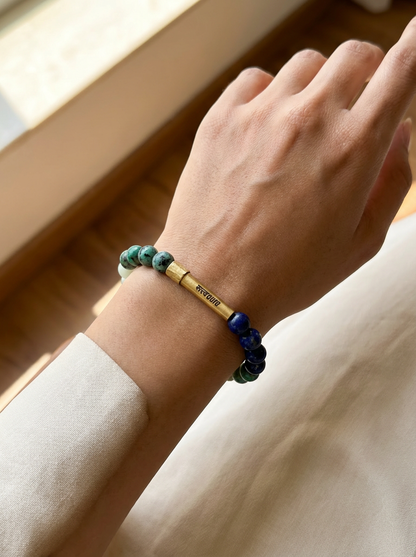 Throat Chakra Crystal Bracelet with Manifestation Lock