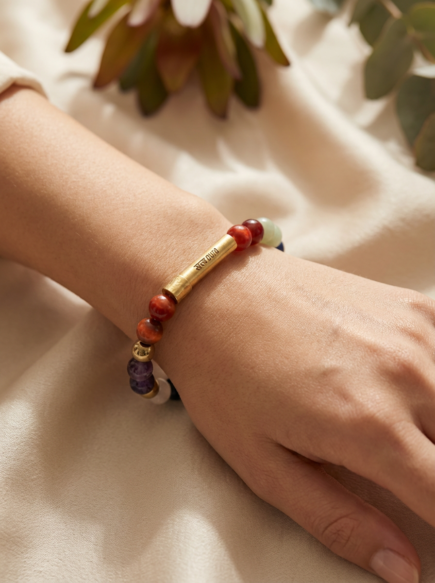 7 Chakra Crystal Bracelet with Manifestation Lock