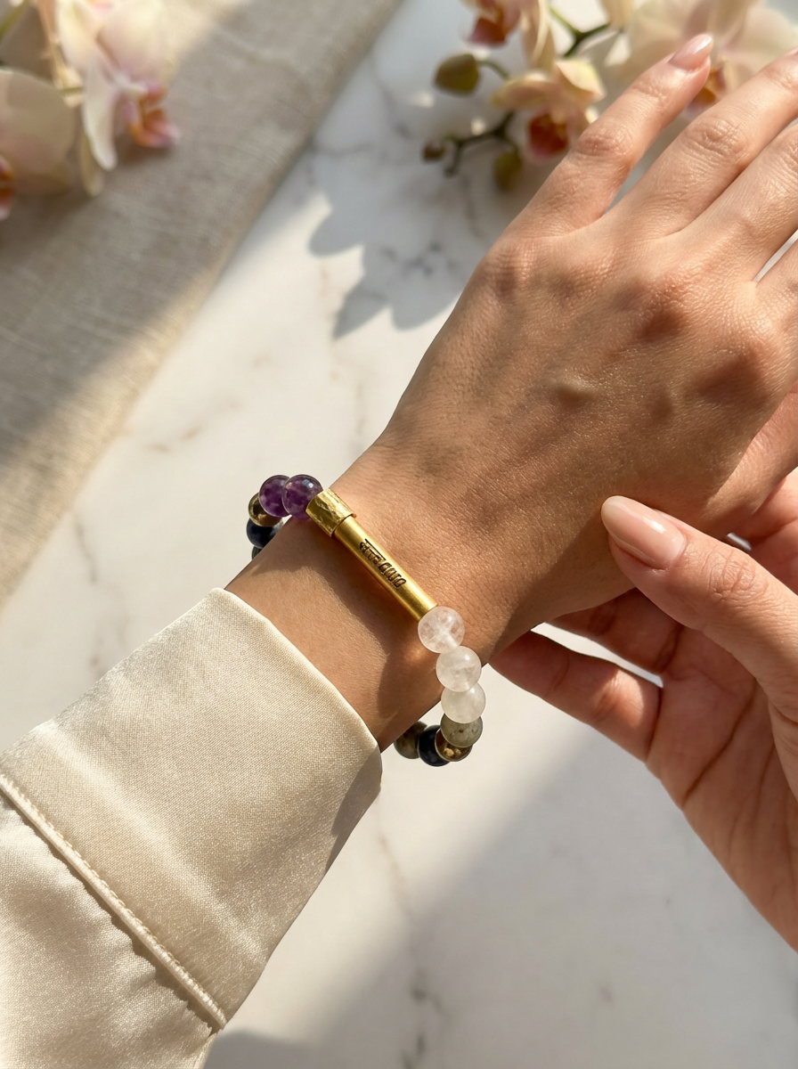 Ruling Number 7 Crystal Bracelet with Manifestation Lock