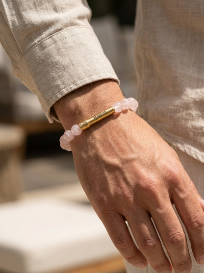 Rose Quartz Crystal Bracelet with Manifestation Lock
