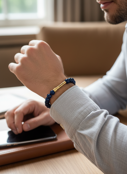Lapis Lazuli Crystal Bracelet with Manifestation Lock