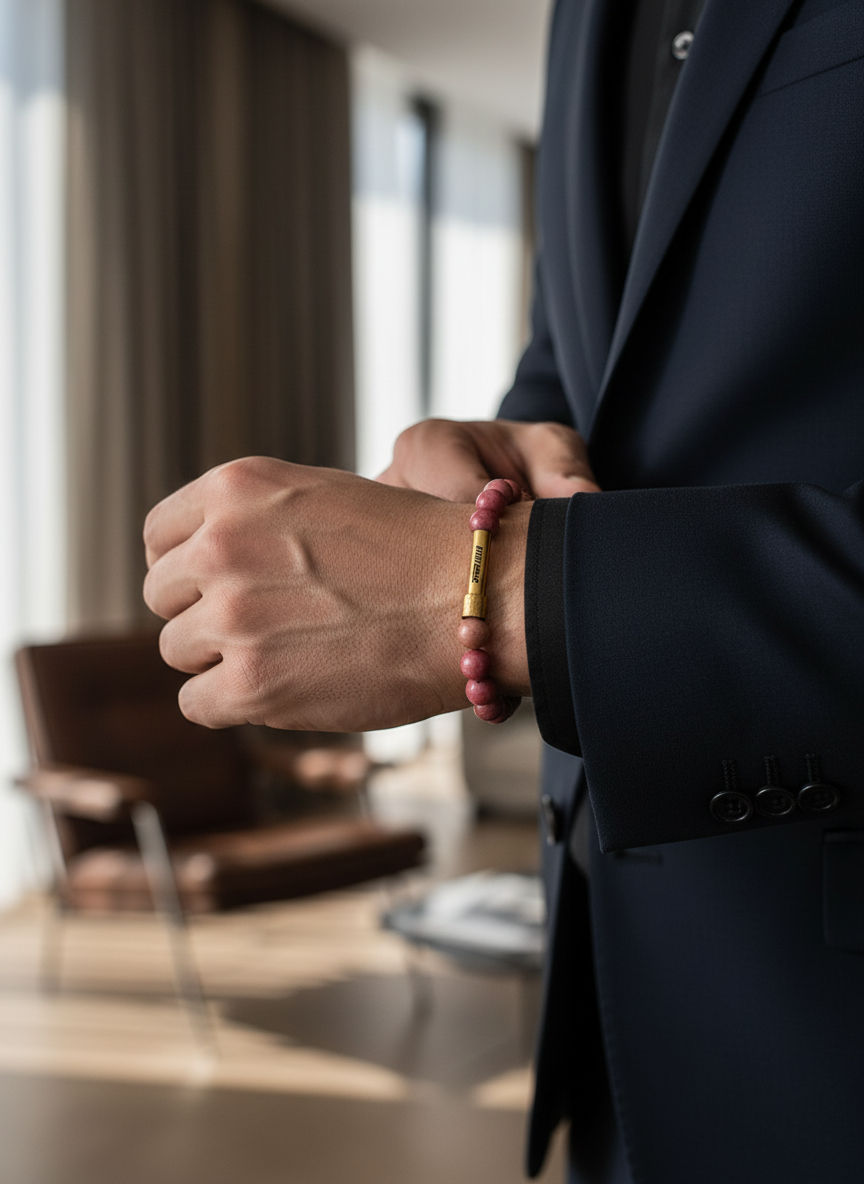 Rhodochrosite Crystal Bracelet with Manifestation Lock