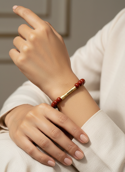 Red Jasper Crystal Bracelet with Manifestation Lock