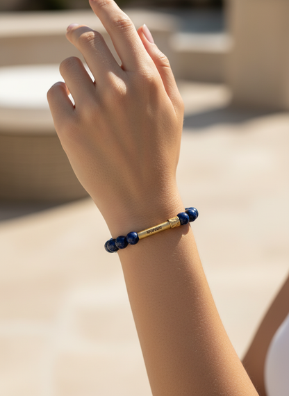 Lapis Lazuli Crystal Bracelet with Manifestation Lock