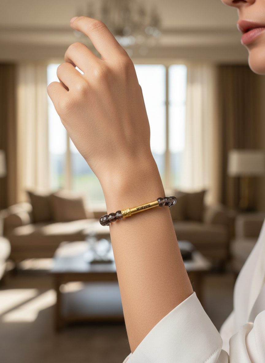 Smoky Quartz Crystal Bracelet with Manifestation