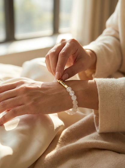 Clear Quartz Crystal Bracelet with Manifestation Lock