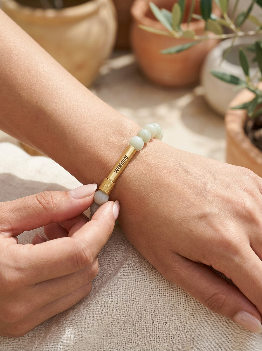 Green Aventurine Crystal Bracelet with Manifestation Lock
