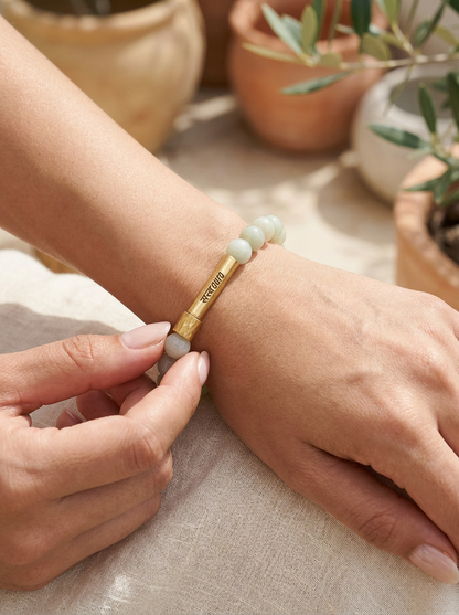 Green Aventurine Crystal Bracelet with Manifestation Lock
