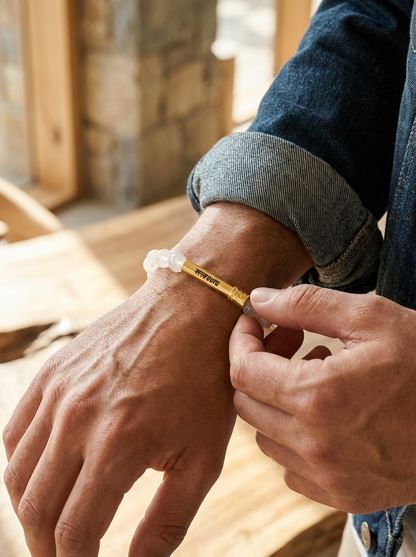 Clear Quartz Crystal Bracelet with Manifestation Lock