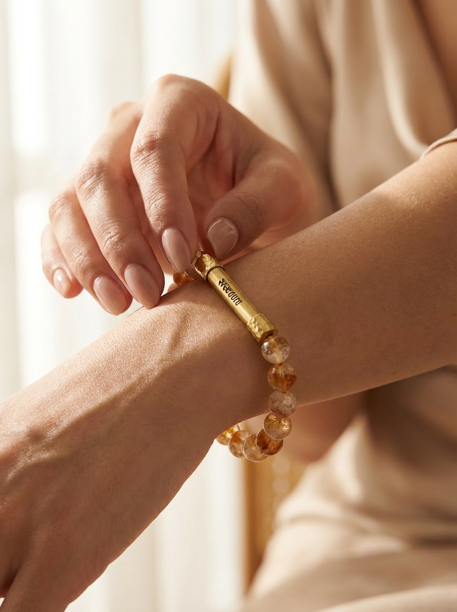 Citrine Crystal Bracelet with Manifestation Lock