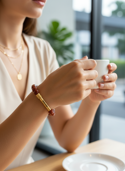 Golden Sunstone Crystal Bracelet with Manifestation Lock