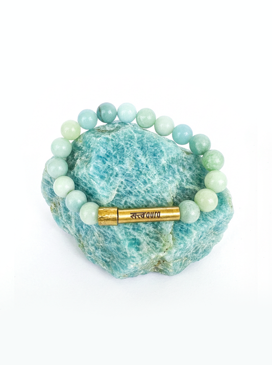 Aquamarine Crystal Bracelet with Manifestation Lock