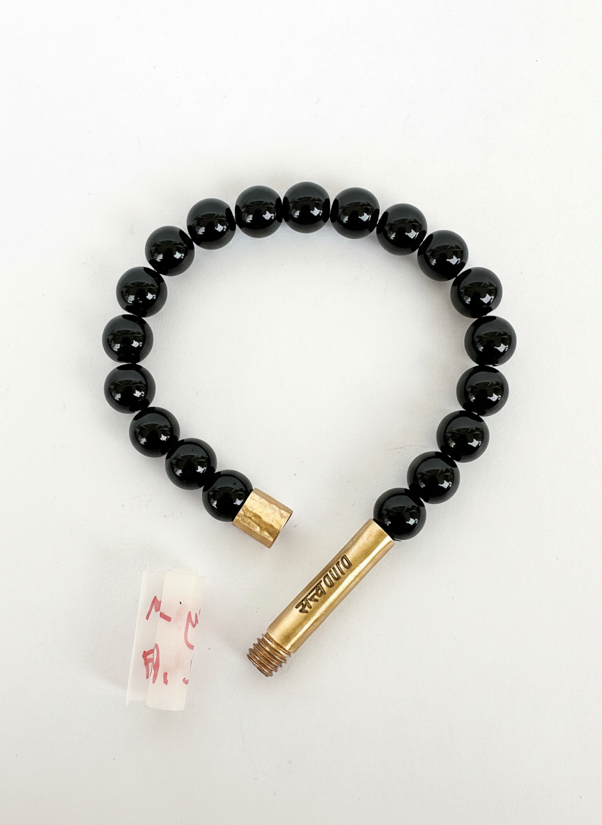 Black Tourmaline Protection Crystal Bracelet with Manifestation Lock