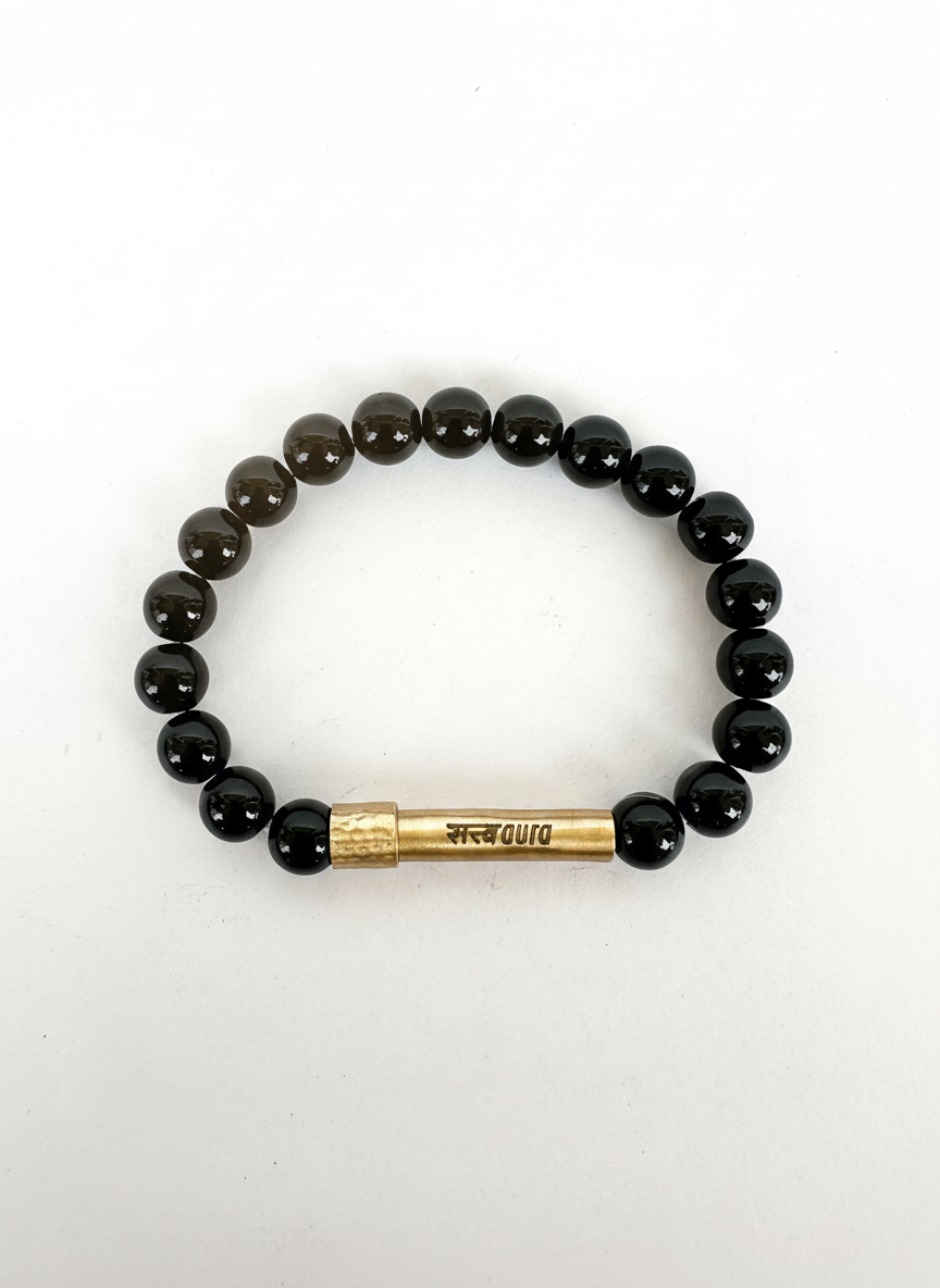 Black Onyx Crystal Bracelet with Manifestation Lock