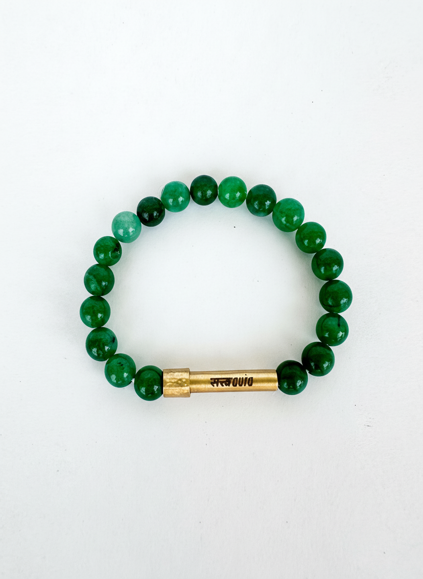 Green Jade Crystal Bracelet with Manifestation Lock