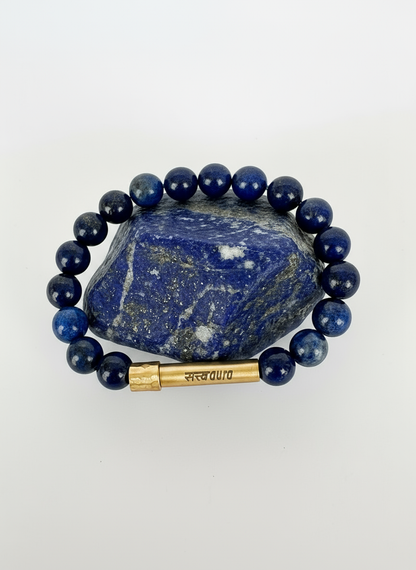 Lapis Lazuli Crystal Bracelet with Manifestation Lock