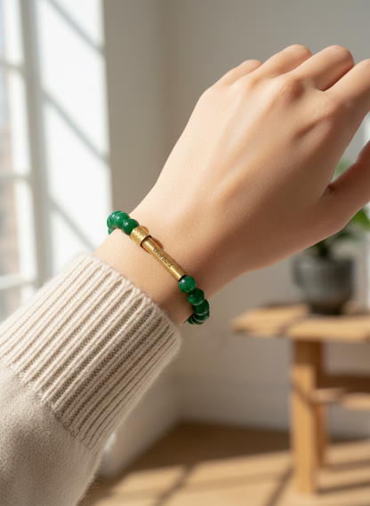 Green Jade Crystal Bracelet with Manifestation Lock