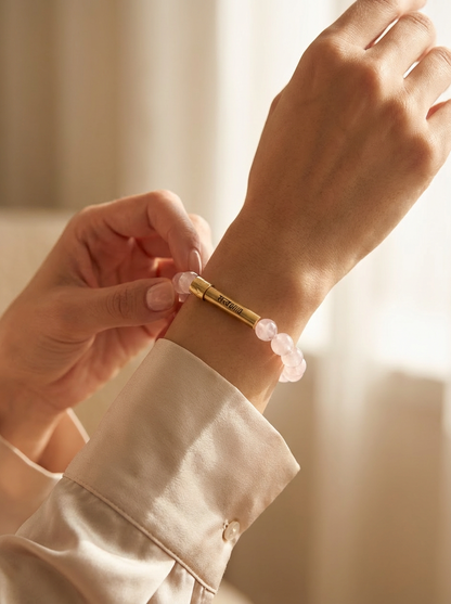 Rose Quartz Crystal Bracelet with Manifestation Lock