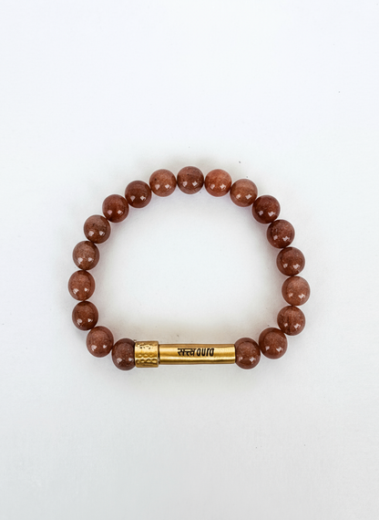 Peach Moonstone Crystal Bracelet with Manifestation Lock