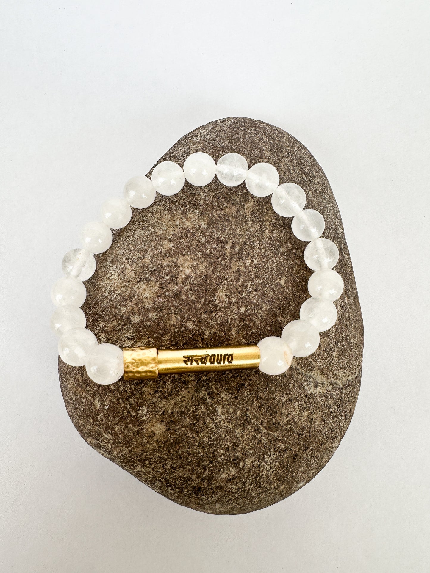 Clear Quartz Crystal Bracelet with Manifestation Lock