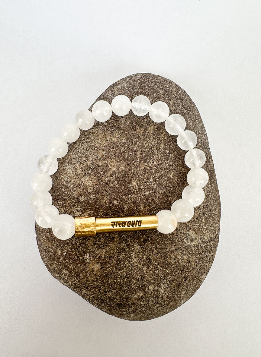 Clear Quartz Crystal Bracelet with Manifestation Lock