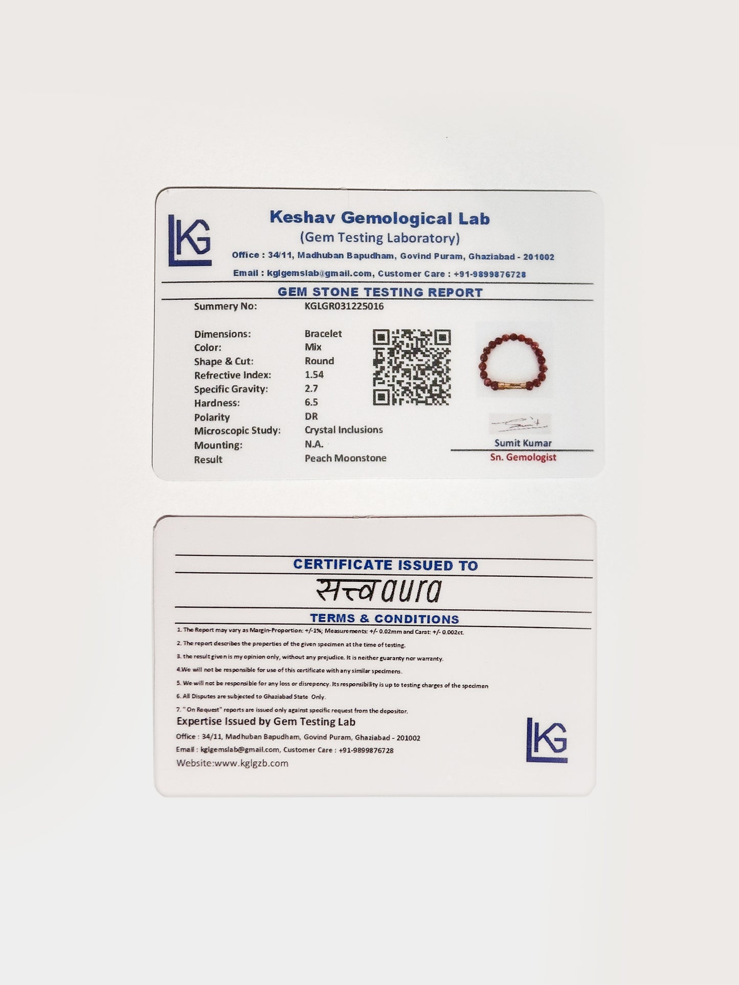 Peach Moonstone Crystal Bracelet with Manifestation Lock