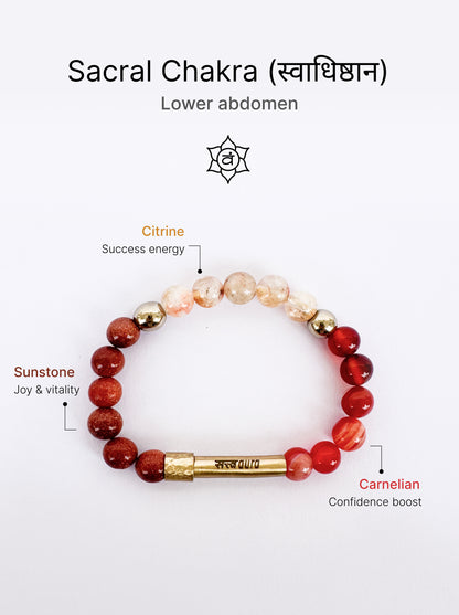 Sacral Chakra Crystal Bracelet with Manifestation Lock