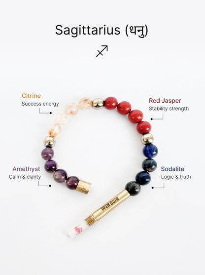 Sagittarius Crystal Bracelet with Manifestation Lock