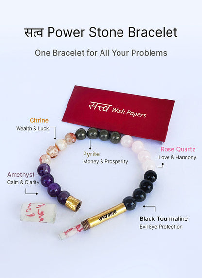 सत्व Power Healing Crystal Bracelet with Manifestation Lock