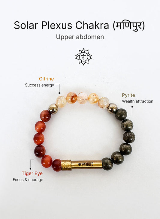 Solar Plexus Chakra Crystal Bracelet with Manifestation Lock