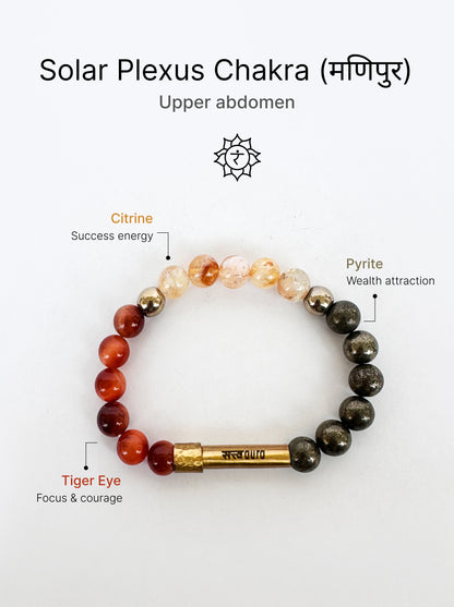 Solar Plexus Chakra Crystal Bracelet with Manifestation Lock