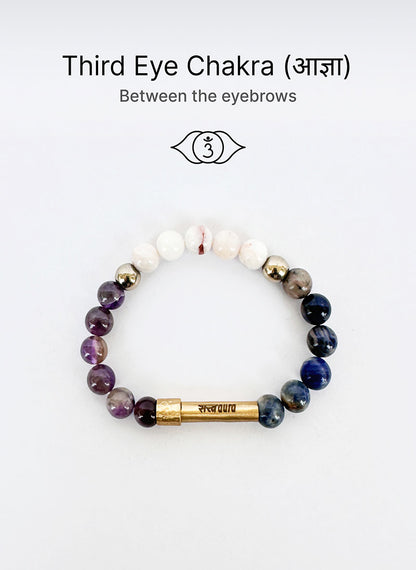 Third Eye Chakra Crystal Bracelet with Manifestation Lock