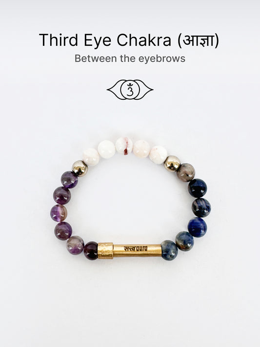 Third Eye Chakra Crystal Bracelet with Manifestation Lock